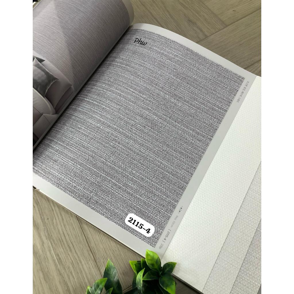 Wallpaper Dinding Korea Polos Serat Kain Kanvas Modern Abu Putih E-room 2115