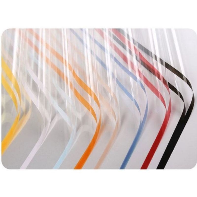 

(5 Lembar) Kertas Cellophane Transparan List Warna | Bungkus Buket Transparan List Warna