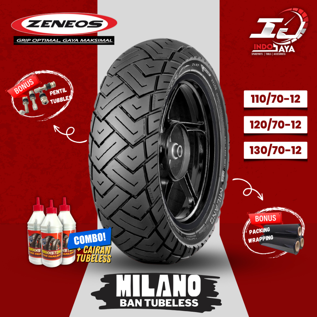 [READY COD] BAN LUAR ZENEOS TUBELESS MILANO RING 12 (110/70-12 - 120/70-12 - 130/70-12) R12 / MILANO