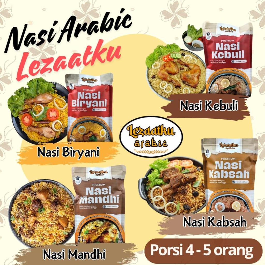 

LEZAATKU Bumu Instan BIRYANI Plus Beras Basmati 450gr Rempah Arab Bumbu Masakan Arab Lengkap Praktis Komplit Nasi Instan Beras Basmati 5 Porsi Kebuli Kabsah Briyani Mandhi Bukhori
