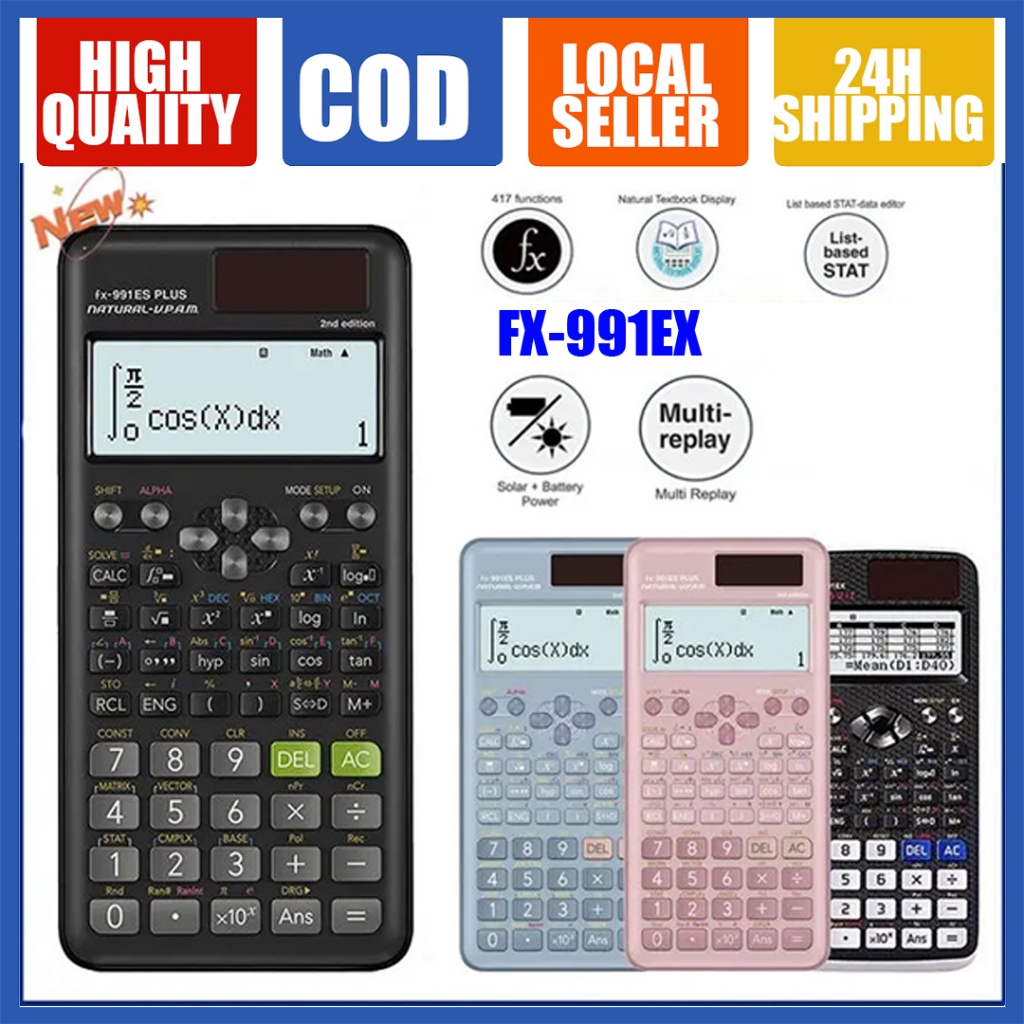 

kalkulator FX-991EX - Kalkulator Sekolah/Kuliah - Internasional - Classwiz - 552 fungsi Calculator Scientific Casio Kalkulator Dua Sumber Tenaga Baterai Dan Tenaga Matahari