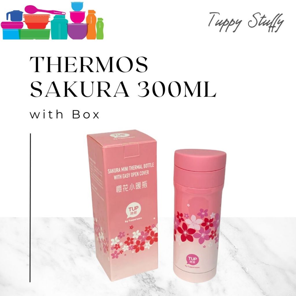 Tupperware Thermos Sakura  300ml (1) - Pink | Thermos air panas dan dingin / Termos cantik