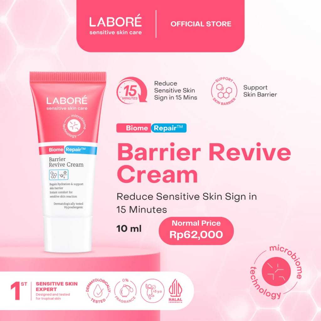 Labore BiomeRepair Barrier Revive Cream Travel Size 10ml - Moisturizer dan Pelembab Wajah Kulit Sens