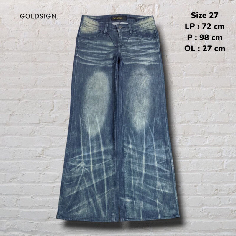 Size 27 Celana Panjang Longpants Jeans Goldsign USA Dark Blue Washed Fading Baggy fit Original Secon