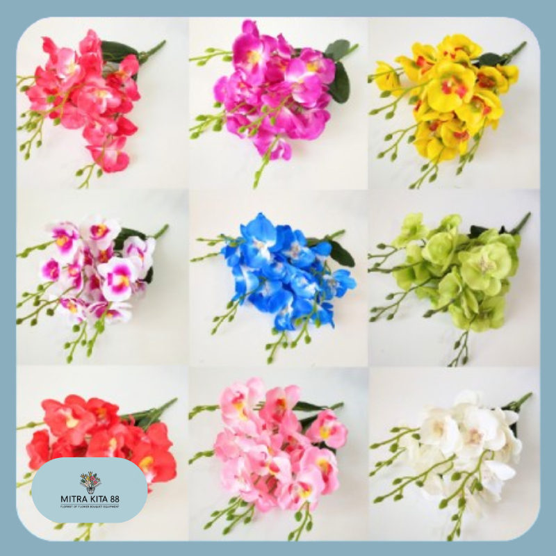 Bunga Anggrek Palsu Plastik Artificial Dekorasi Bulan Latex Rimbun BG50