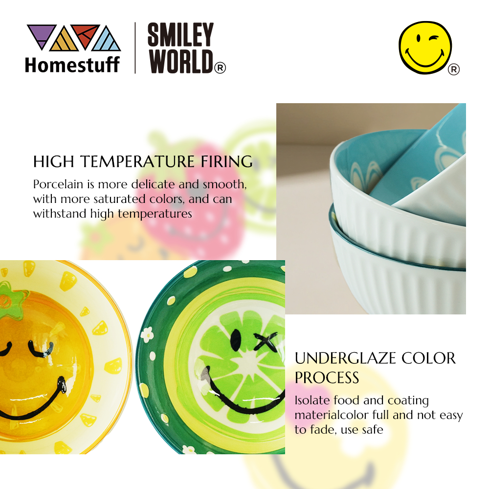 New [SNI] HOMESTUFF x SmileyWorld / Hampers Mangkok Set SmileyWorld / Motif SmileyWorld lucu / Bowl