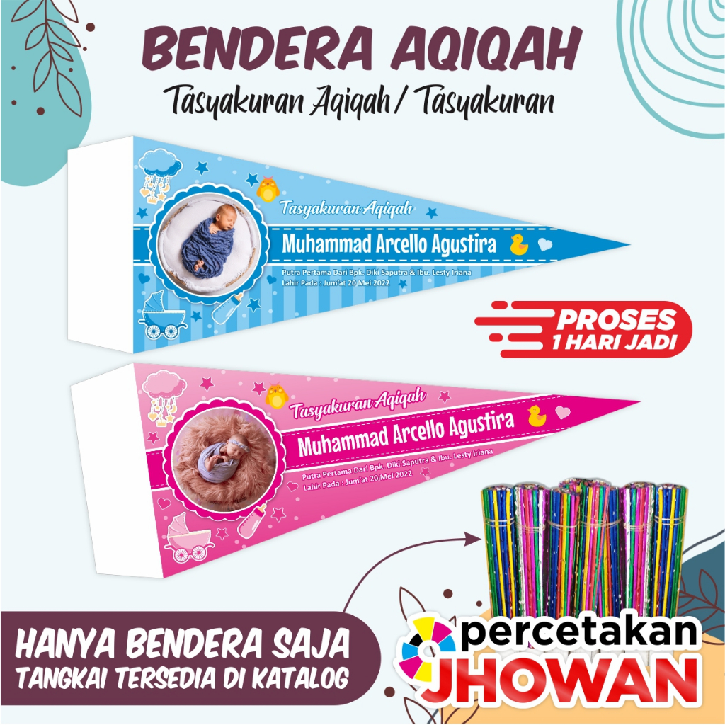Bendera Aqiqah / Bendera Tasyakuran Aqiqah / Bendera Kembang Telur Aqiqah