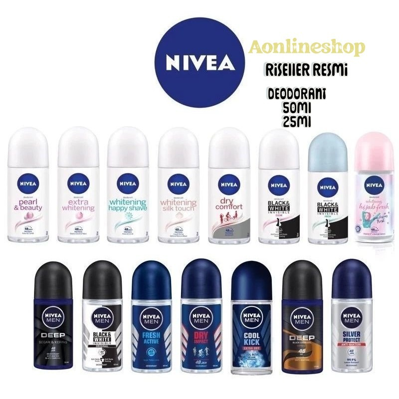 AS Nivea Roll On Deodoran Deodorant Ketiak Minyak Wangi Parfum 25 / 50 ML Women & Men