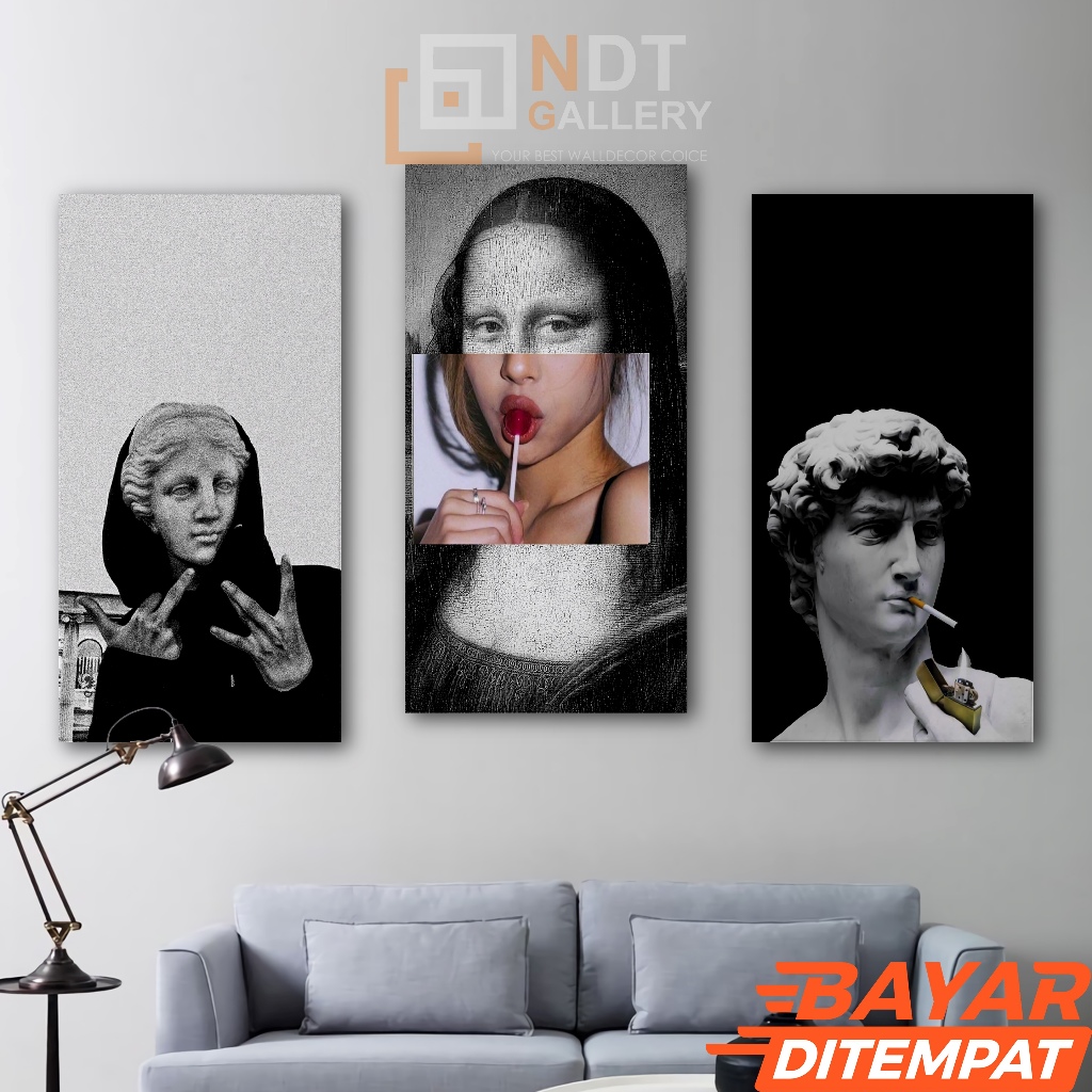 NDT[15X30] Hiasan Dinding Estetik Hitam Putih Yunani Poster Monalisa Wall Decor Aesthetic David Kama