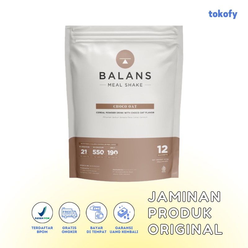 

Balans Meal Shake Choco Oat 12 Sachets