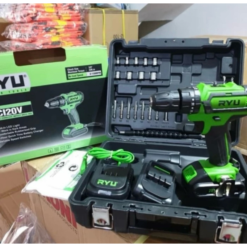 MESIN BOR CORDLESS RYU RCI 20v BOR BATERAI / BOR TEMBOK 20V RYU