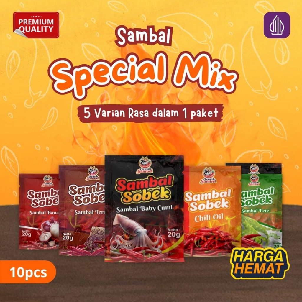 

Sambal Sobek - Paket Sambal Sachet Mix 5 Varian Rasa (10pcs)
