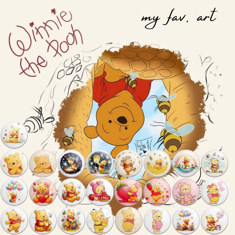 Pin WINNIE THE POOH Pin Button Bros Souvenir Aksesoris