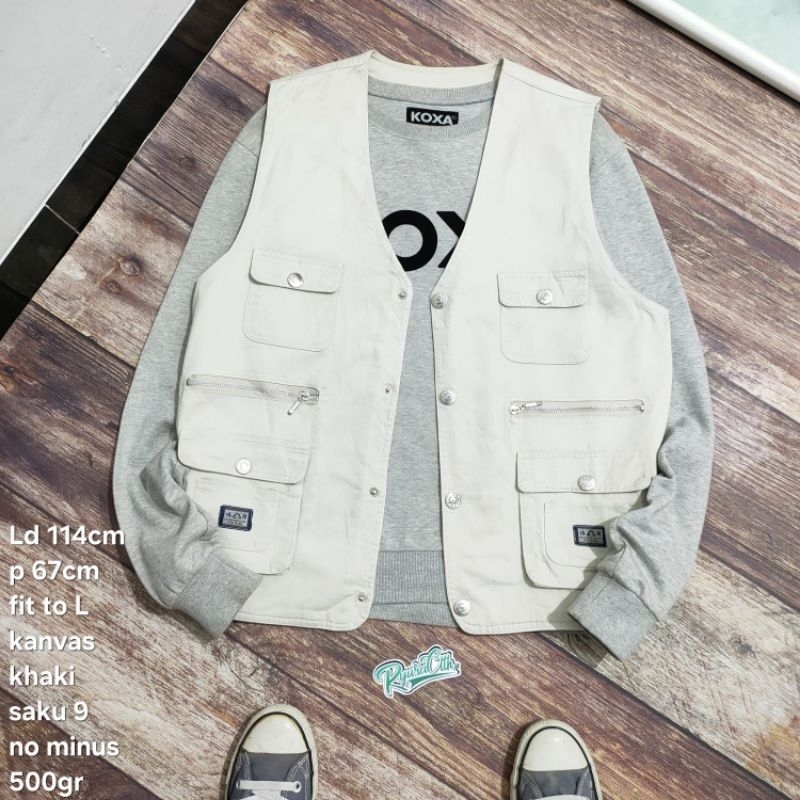 VS8 vest rompi tactical fishing Bulkish size L khaki kanvas multi pocket cowok pria wanita cewek uni