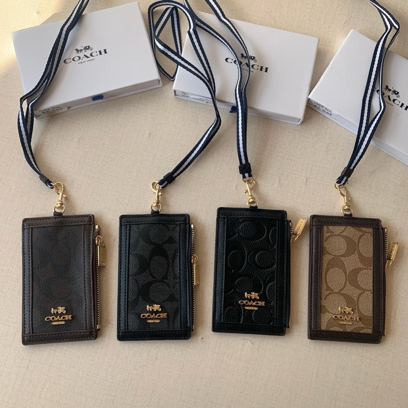 

lanyard id tag card holder signature PVC brown & black