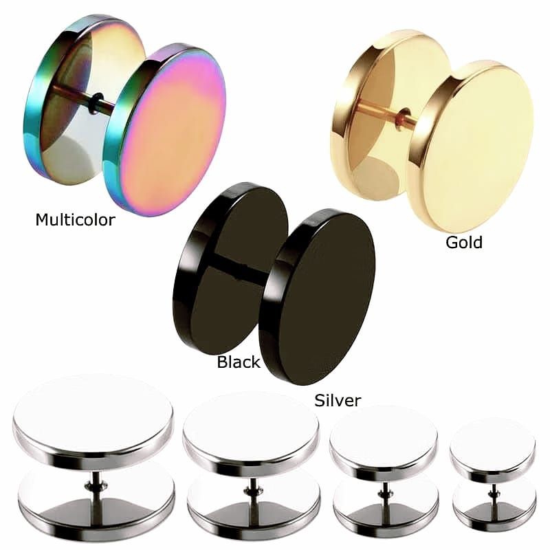 Anting Tindik Titanium Faux Plug Unisex – Desain Minimalis Elegan Anting roda anting tindik anting t