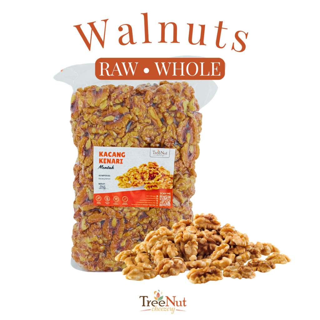 

Kacang Walnut Utuh Mentah - Sumber Omega-3 Nabati Berkualitas | TreeNut Cheezery