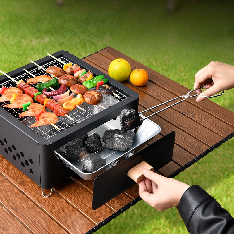 Panggangan Arang Alat Panggang Portable BBQ Sate Ikan Sosis Ayam Outdoor Grill Besi Stainless Steel