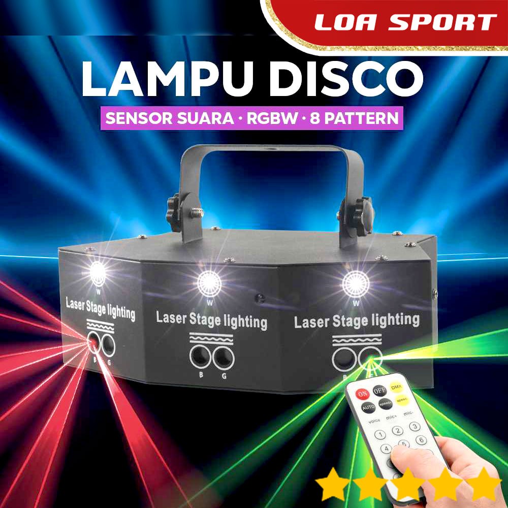 Lampu Laser Panggung Sensor Suara RGBW DMX512 25W 8 Pattern
