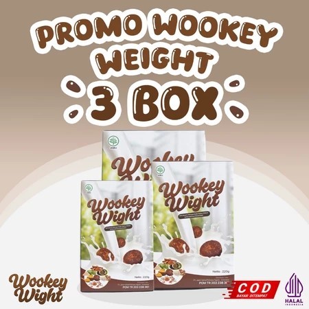 

MURAH MERIAH!!!! 3 BOX Wookey Weight - Susu Penambah Berat Badan BPOM Herbal Alami Paket Nutrisi