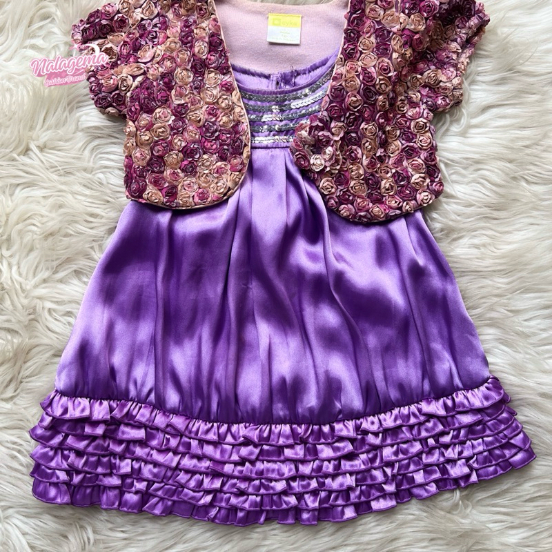 Baju anak dress dengan rompi motif Bunga Eyka SOGO preloved