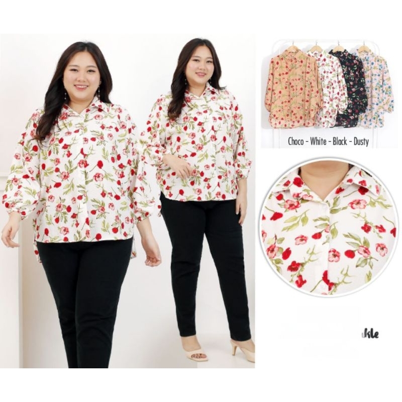 Kemeja Wanita Motif / Atasan Blouse Wanita Motif Bahan Yura Crinkle