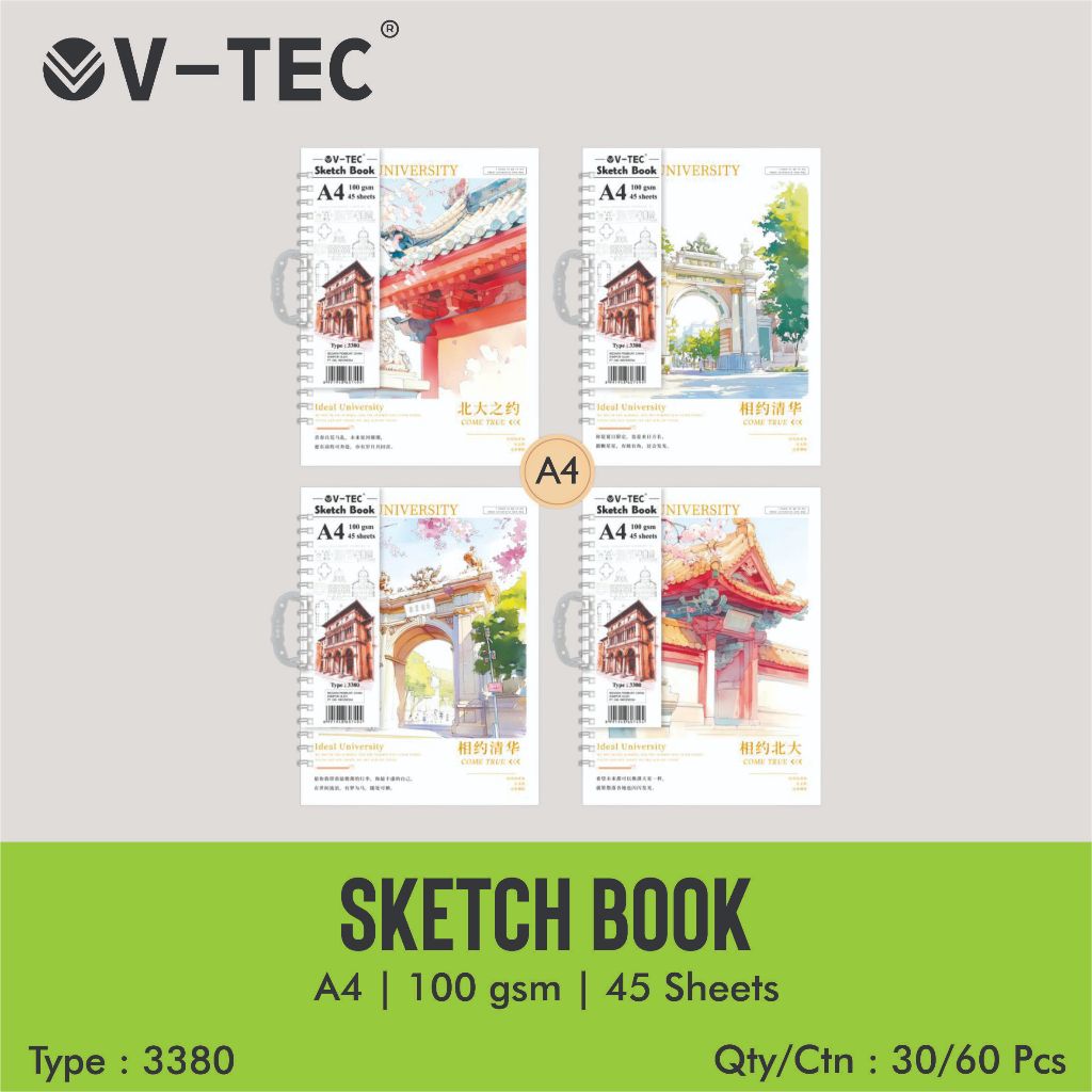 

Sketch Book V-TEC / Buku Gambar A4 | 110gsm | 45Lembar | TYPE 3380
