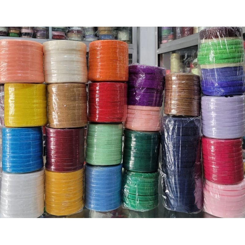 

Pita Organdi Kecil 1/4 in 6 mm . Organza polos Warna . 20 yard