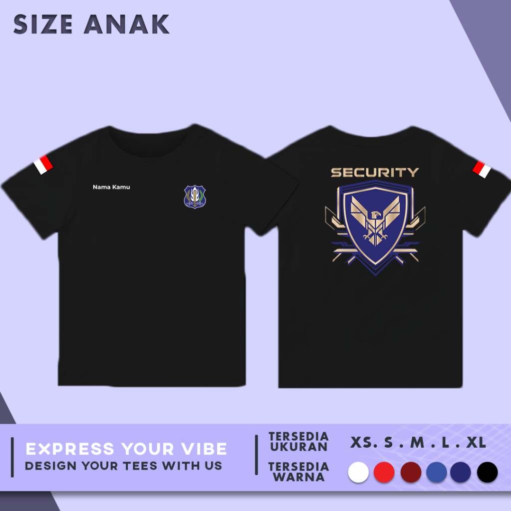 Kaos Anak Baju Satpam Security Gratis Tulis Nama Kamu | Cotton Combed 30s V.1