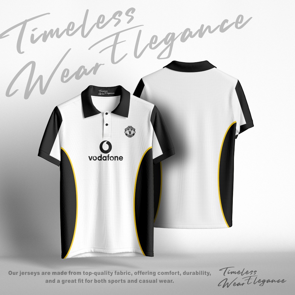 TE 004 Jersey Kerah Polo/V Neck Jersey Manchester United Vodafone Retro Tahun 2002-2006 Keren