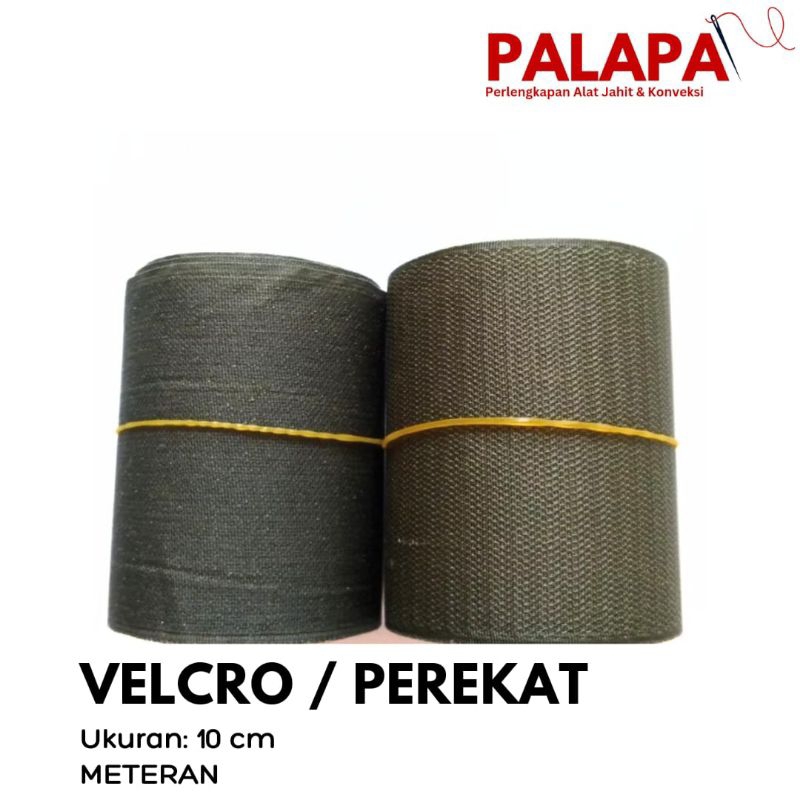 velcro perekat warna hijau army lebar 10cm per meter