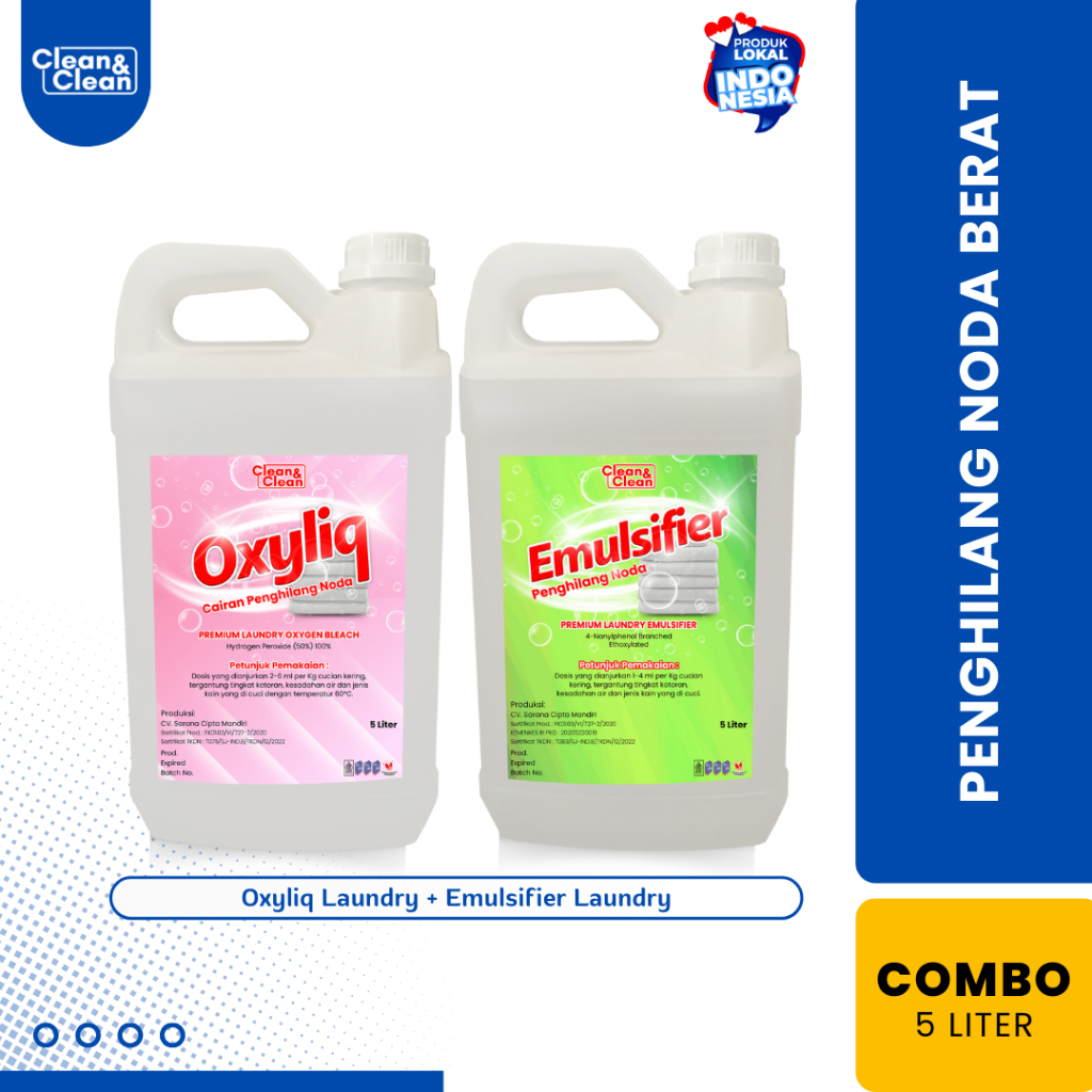 PENGHILANG NODA DARAH PAKAIAN Oxyliq Laundry + Emulsifier Laundry 5 LITER Jerigen