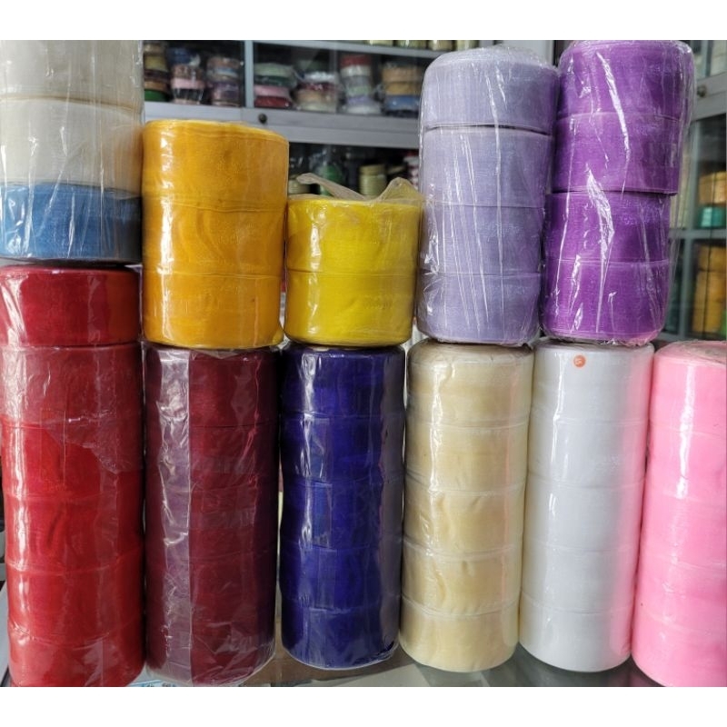 

Pita Organdi Polos 4 cm 1 1/2 in . Pita Organza polos besar 4cm. 20 yard