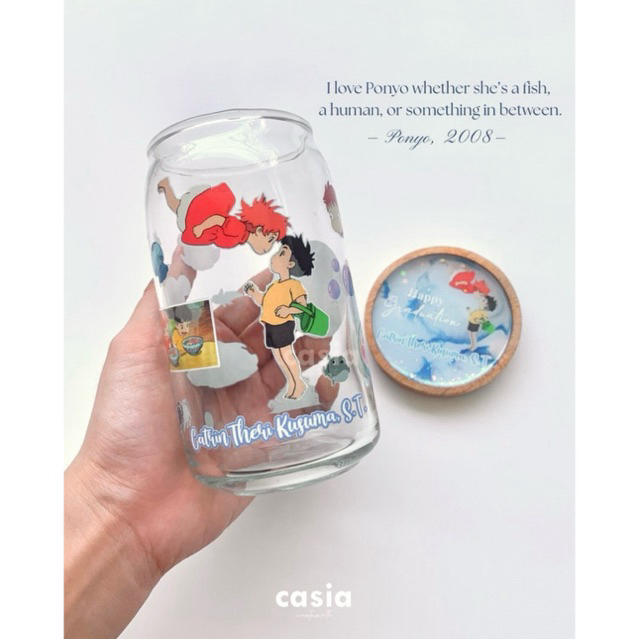 Gelas Custom Tema Ponyo - Gelas custom gambar - Kado Unik - Kado Custom - Gelas Kaca - Gelas Aesthet