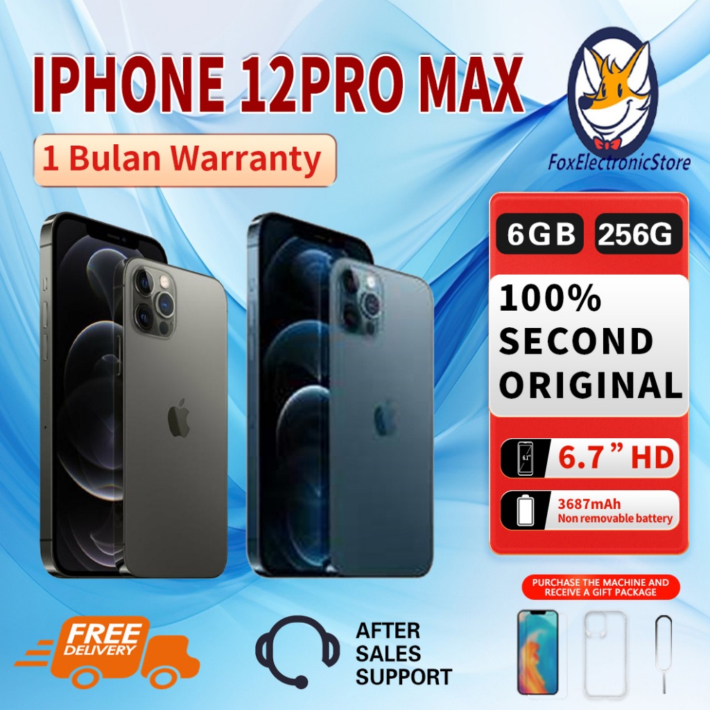 iPhone 12Pro Max 256GB Second Bekas Original100% 6.7“ OLED-Ori Mulus LikeNew Phone 3utools All Green