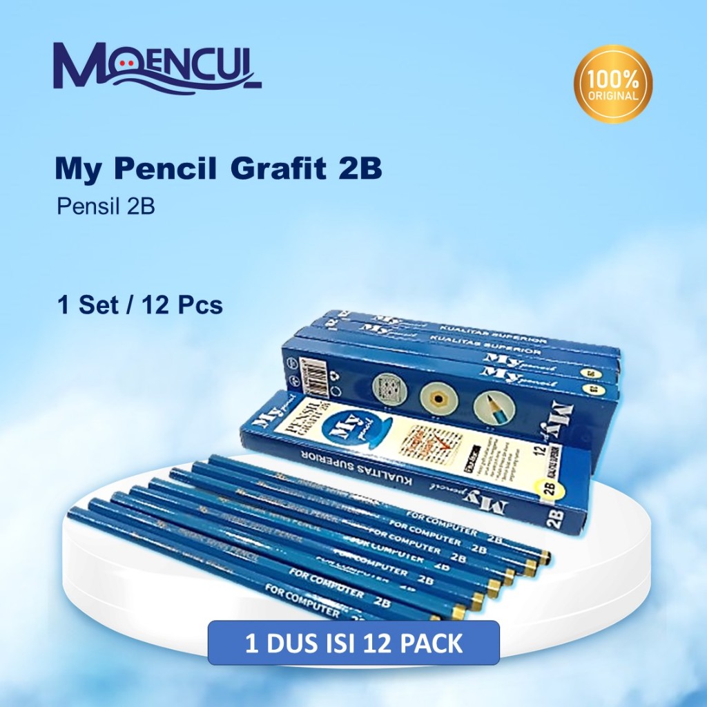 

1 Pack isi 12 Pcs MyPensil Grafit 2B | Pensil Superior | Pensil Sekolah | Pensil Kantor | Moencul