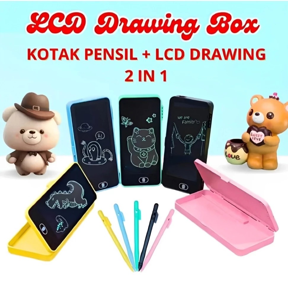 

LCD Kotak Pensil 2 in 1 Lcd Pen Case Drawing Pad Tempat Pencil Anak