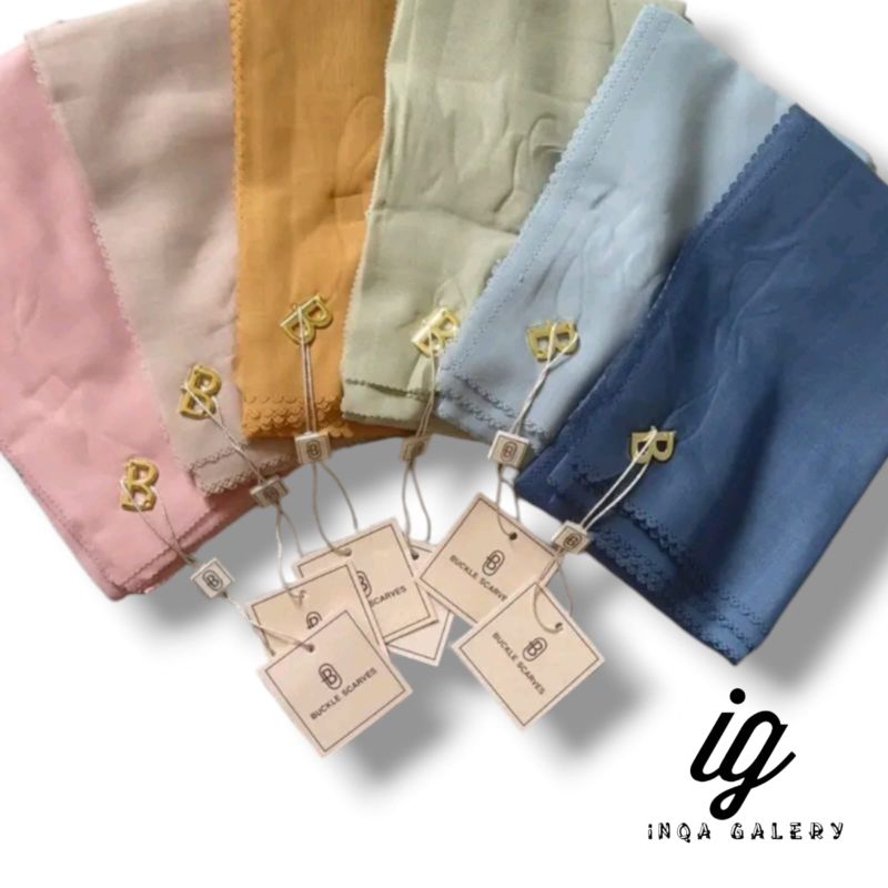 Hijab Voal Segi Empat Premium Pin BUTTONSCARVES Pouch Polos