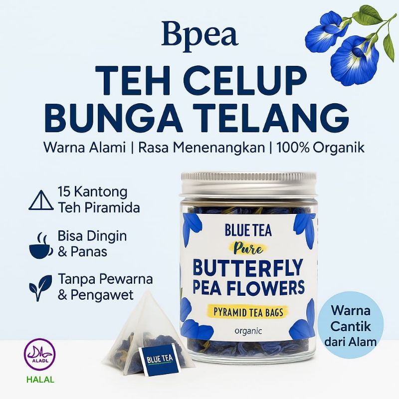 

Teh Celup Bunga Telang – Blue Tea Herbal Alami 100% Organik | 15 Kantong