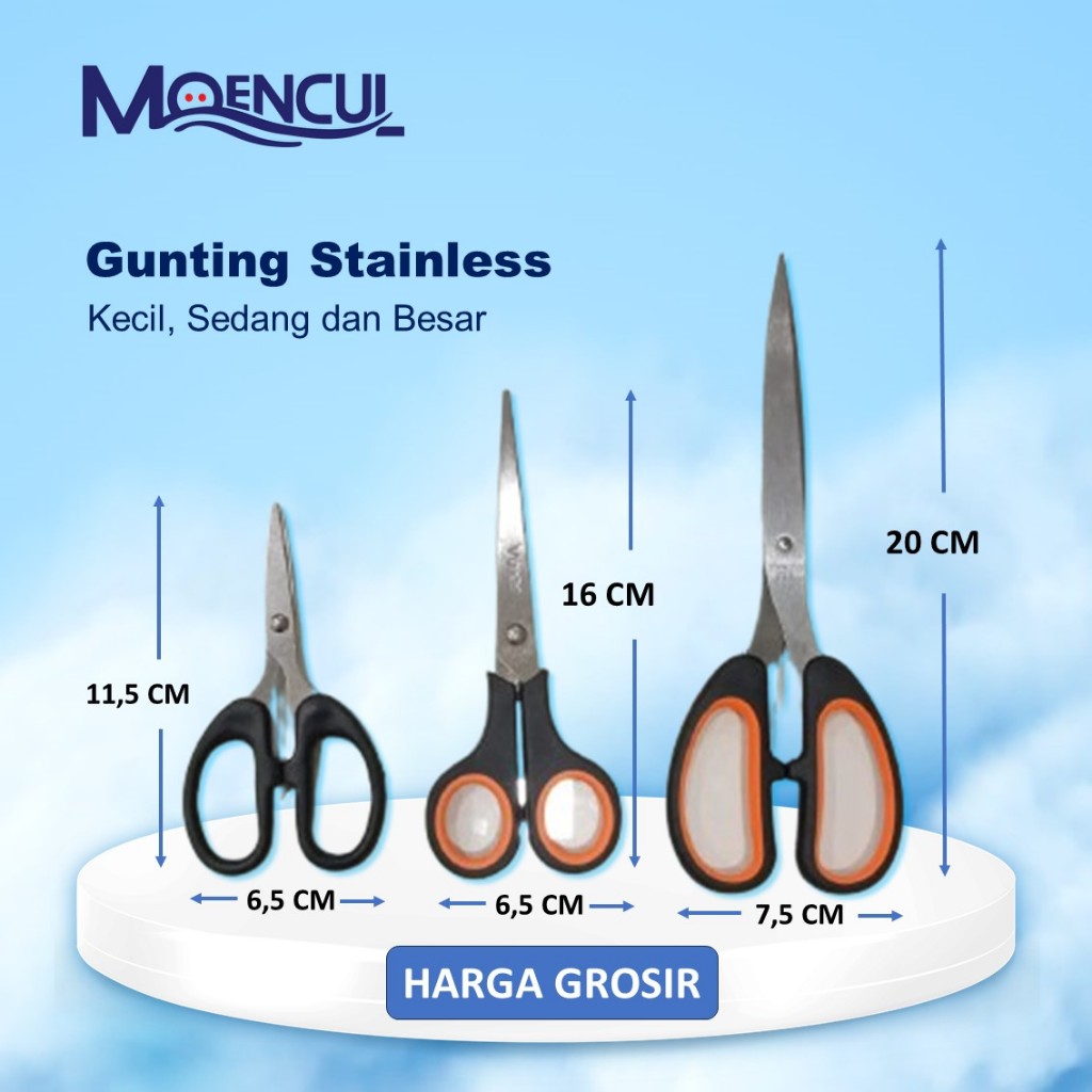 

Gunting Stainless Tajam Kecil Sedang Besar / Gunting Kertas / Gunting Potong Serba Guna / Moencul