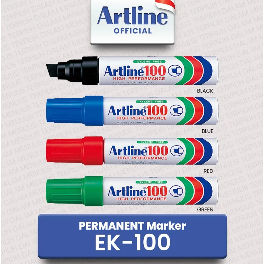 Artline Spidol Permanent Marker Ek-100 Chisel Tip Waterproof [Per 1 Pcs]