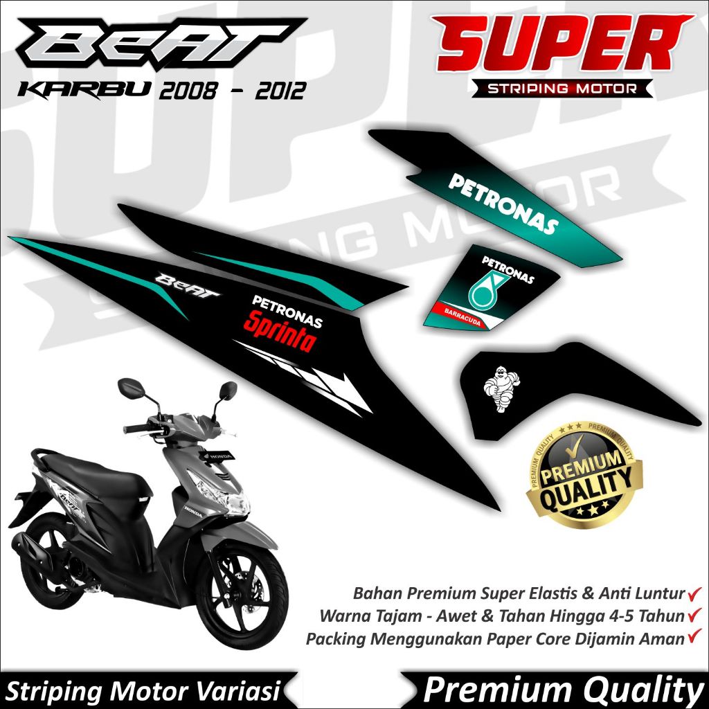 Stiker Beat Karbu Anti Luntur keren Striping Beat Karbu Striping Honda Beat Karbu Petronas