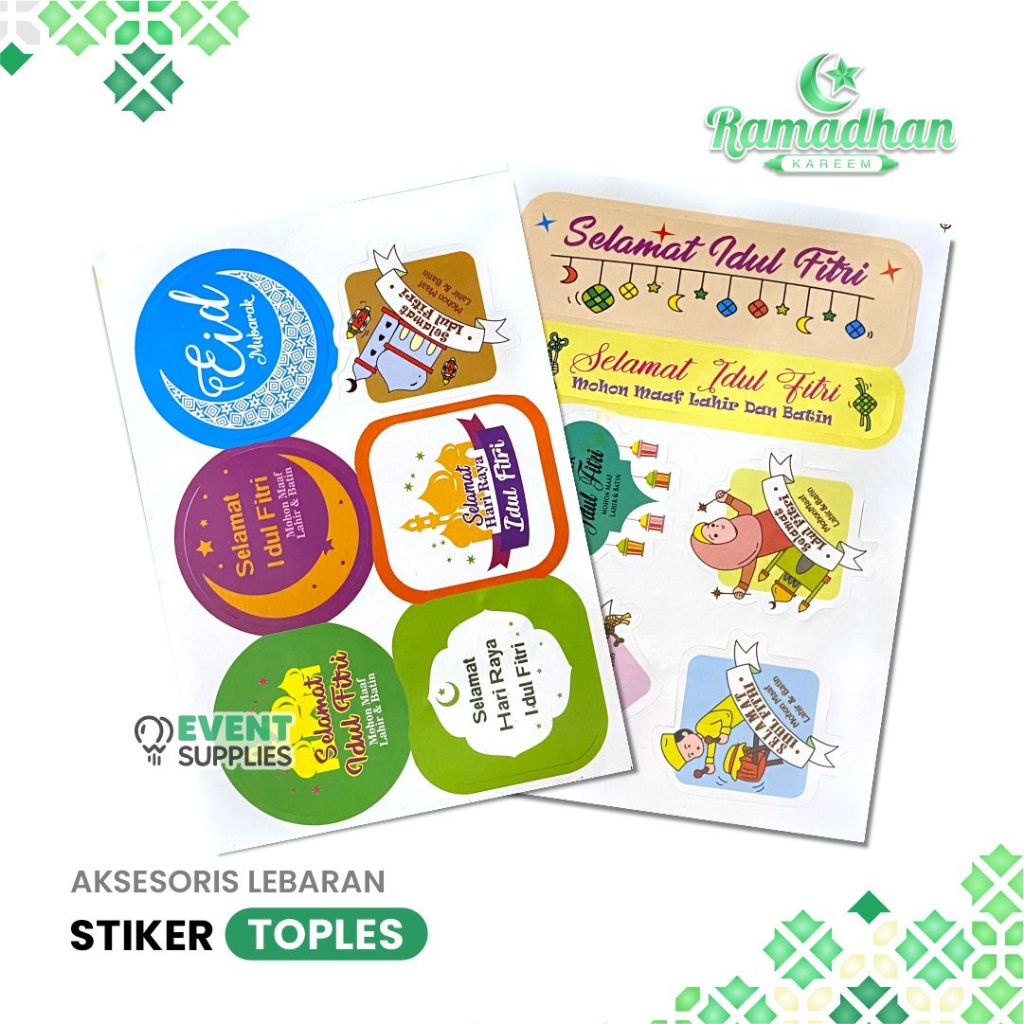 

[isi 6] Stiker Toples Hampers / Tempelan Amplop Ramadhan Lebaran Idul Fitri WaterProof / Stiker Kue Kering Kuker Tempelan