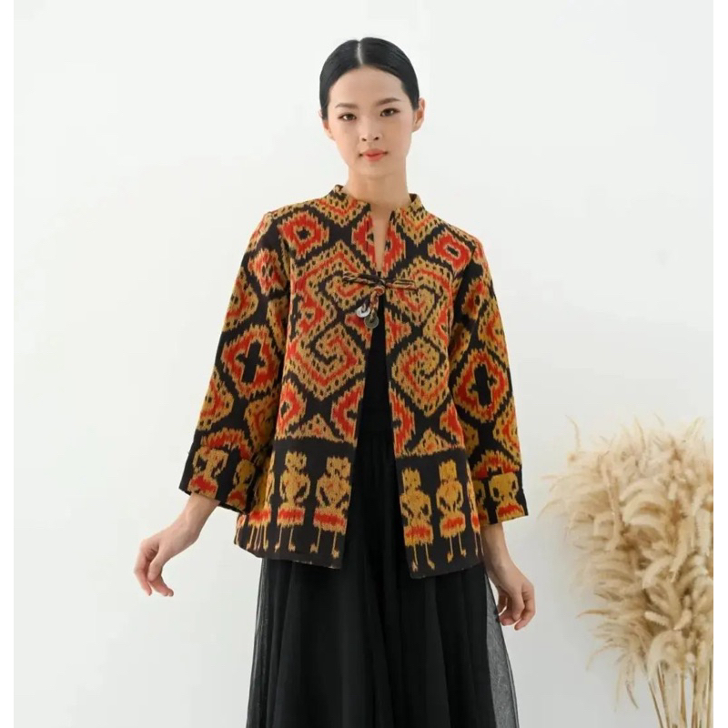 Baju atasan wanita blezer tenun ikat blezer tenun blezer kerja seragam kantor jas wanita jas tenun
