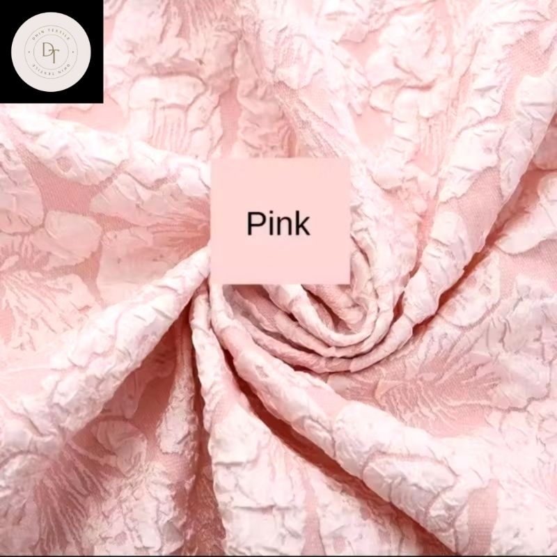 Termurah Kain Jaguard Embos Motif Timbul/ Kain Gaun Terbaik/Kain Meteran