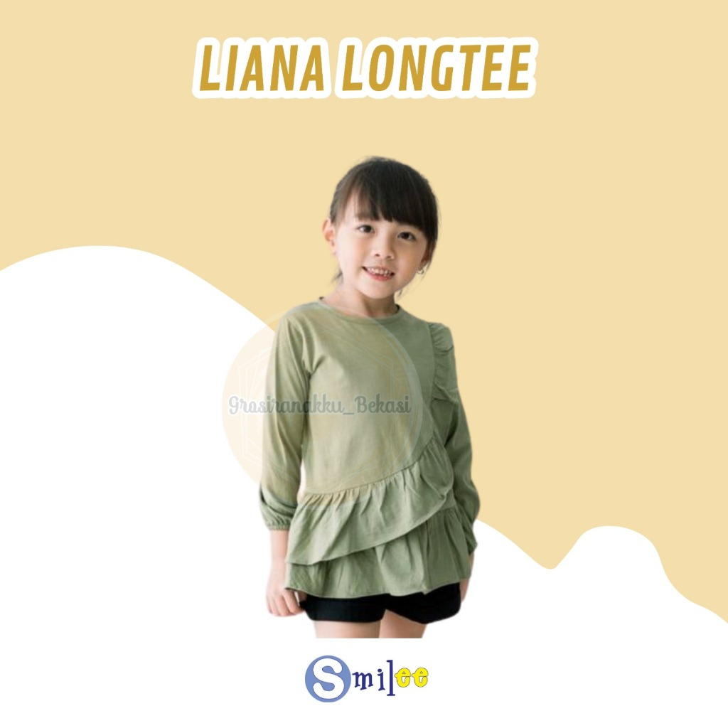 Smilee Liana Olive - Atasan Longtee Anak Perempuan [Size 1-5 Thn] Baju Kaos Cewek