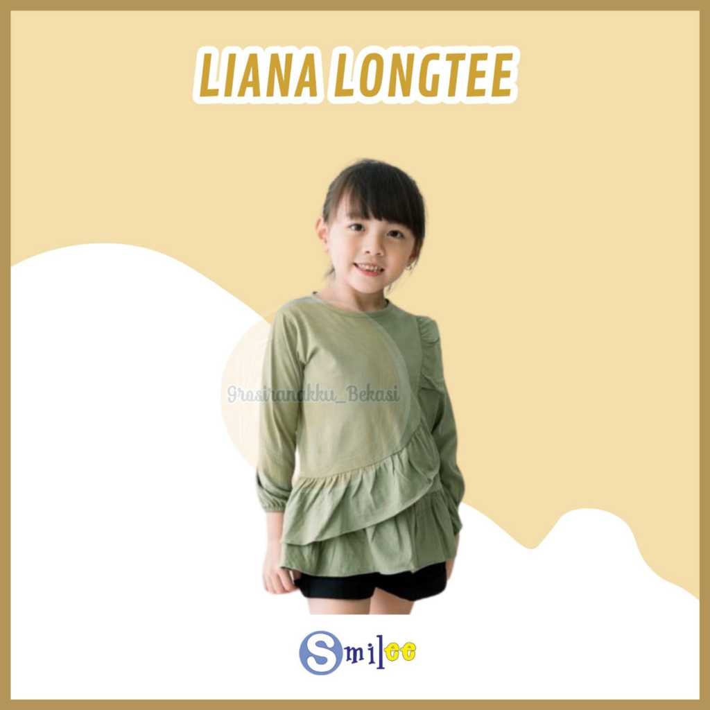 Smilee Liana Olive - Atasan Longtee Anak Perempuan [Size 1-5 Tahun] Baju Kaos Cewek