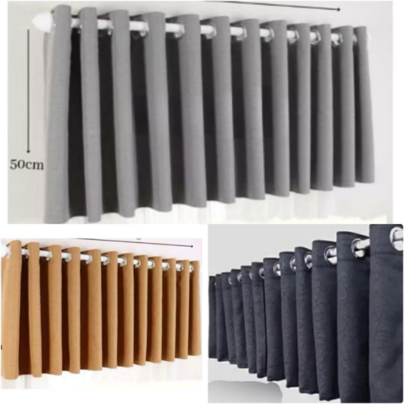 Gorden  poni atas pintu dan jendela lebar 100 cm ,150 cm 200 cm model smokring dengan varian warna  