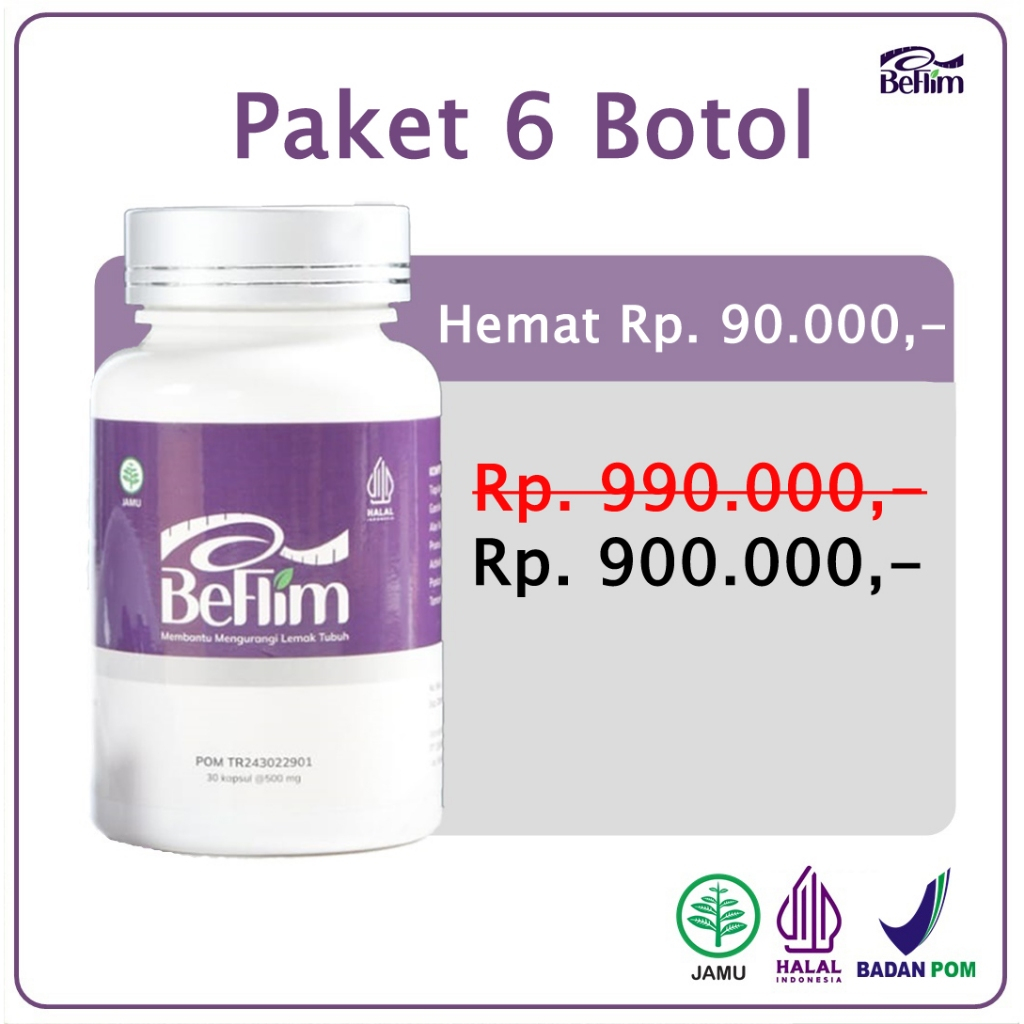6 Botol Obat Diet BeFlim Original Asli Resmi BPOM