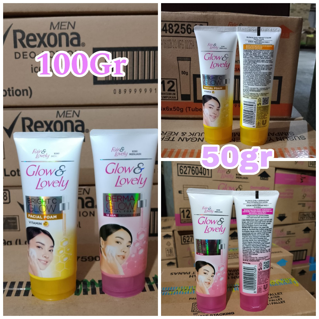 Sabun Muka Glow & Lovely Bright C Glow & Derma Glow 100 Gr & 50 Gr